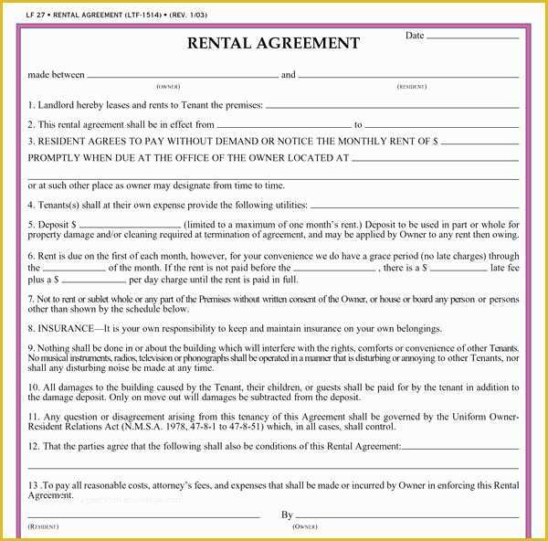 Free Lease Purchase Agreement Template Of Residential Lease Agreement Template