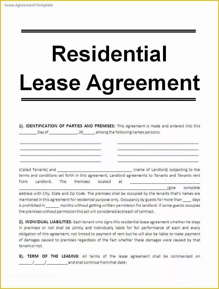 Free Lease Template Of Lease Agreement Template