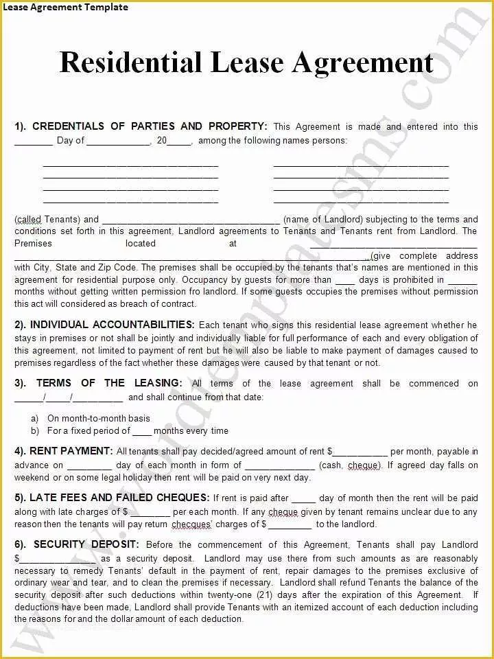 Free Lease Template Of Rental Lease Agreement Templates Free