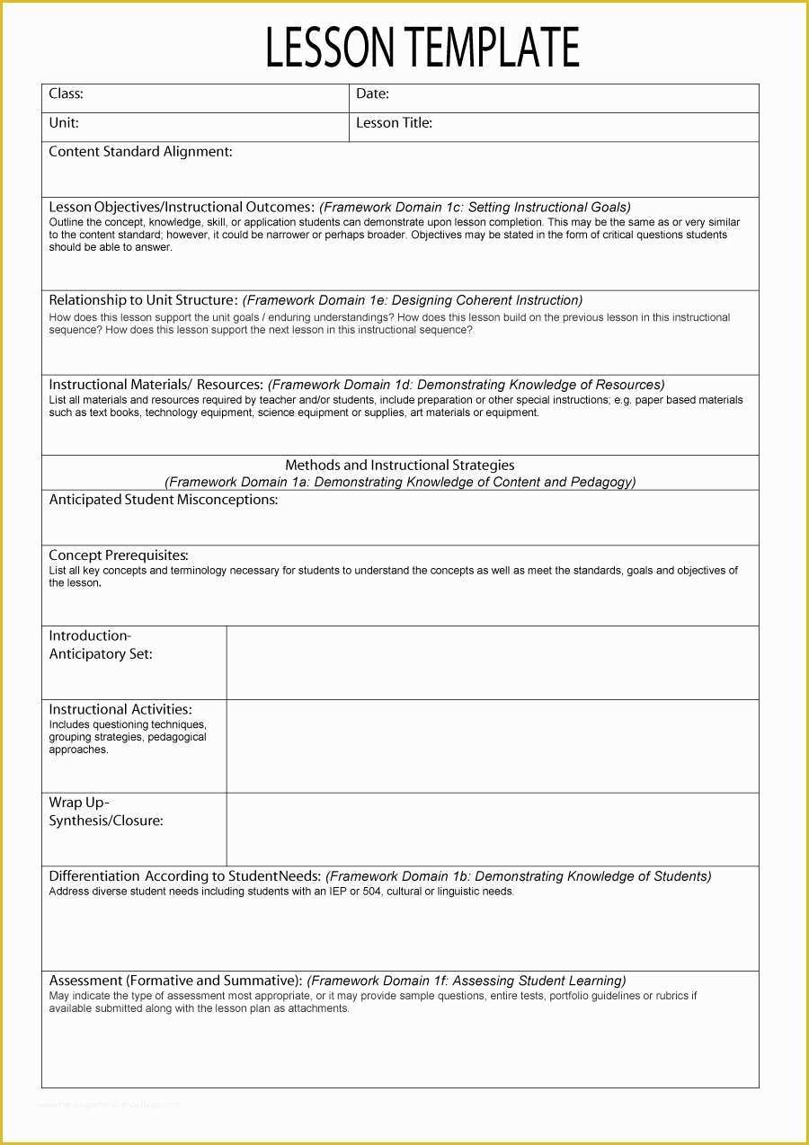 Free Lesson Plan Template Word Of 44 Free Lesson Plan Templates [ Mon Core Preschool Weekly]