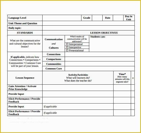 Free Lesson Plan Template Word Of 7 Printable Lesson Plan Templates to Download