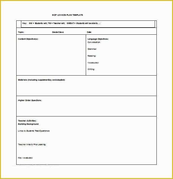 Free Lesson Plan Template Word Of 9 Siop Lesson Plan Templates Doc Excel Pdf
