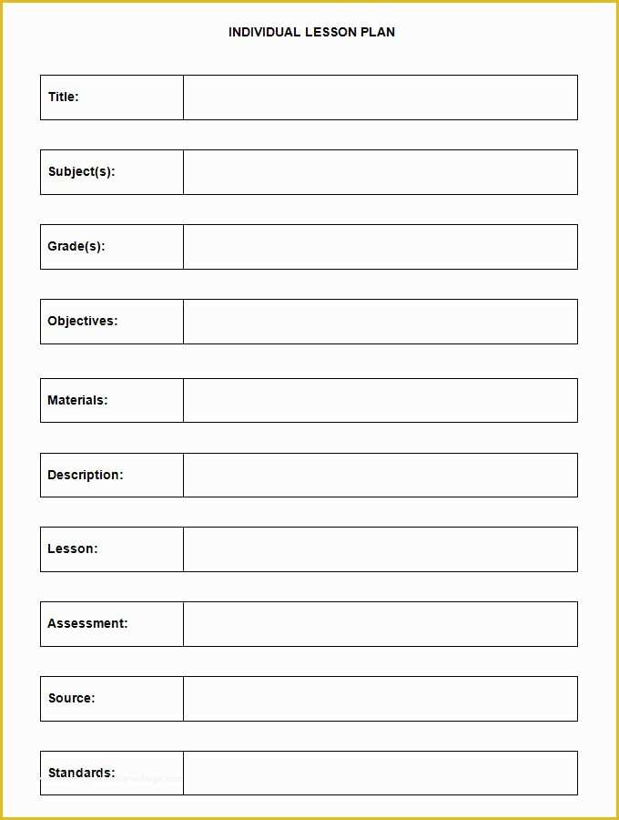 Free Lesson Plan Template Word Of Blank Lesson Plan Template 3 Free Word Documents