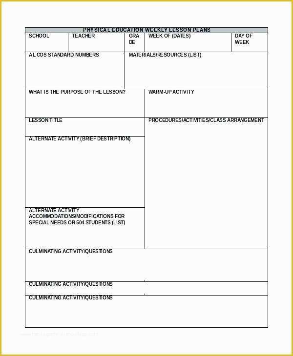 Free Lesson Plan Template Word Of Blank Weekly Lesson Plan Template Word Free Templates