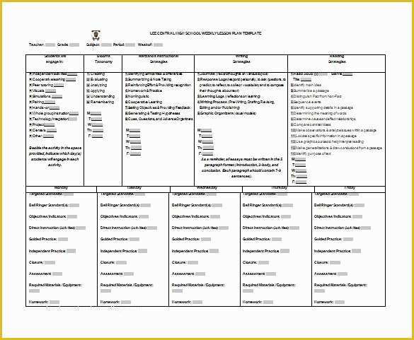 Free Lesson Plan Template Word Of High School Lesson Plan Template 6 Free Word Documents