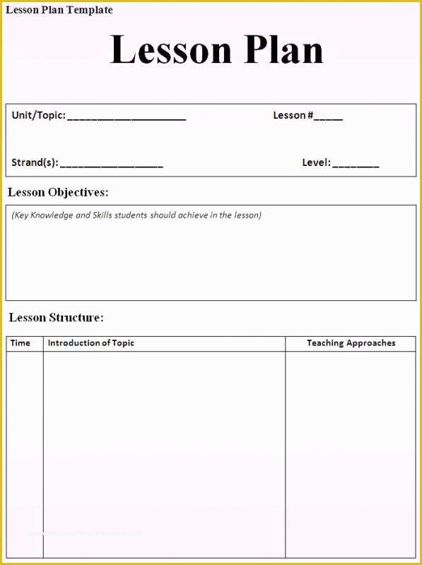 Free Lesson Plan Template Word Of Lesson Plan format