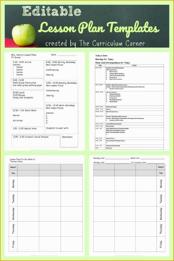 Free Lesson Plan Template Word Of Lesson Plan Templates the Curriculum Corner 123