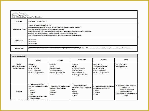 Free Lesson Plan Template Word Of Middle School Lesson Plan Template 7 Free Word Excel