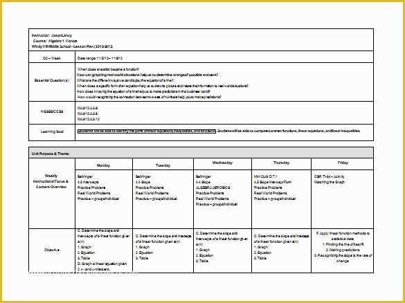 Free Lesson Plan Template Word Of Middle School Lesson Plan Template 7 Free Word Excel