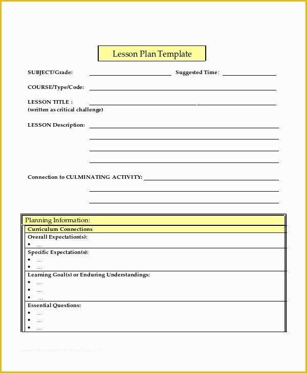 Free Lesson Plan Template Word Of Middle School Lesson Plan Template Word Education World