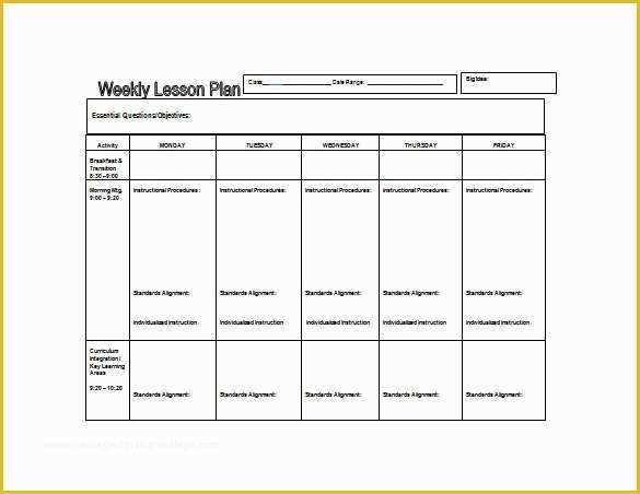 Free Lesson Plan Template Word Of Weekly Lesson Plan Template 8 Free Word Excel Pdf