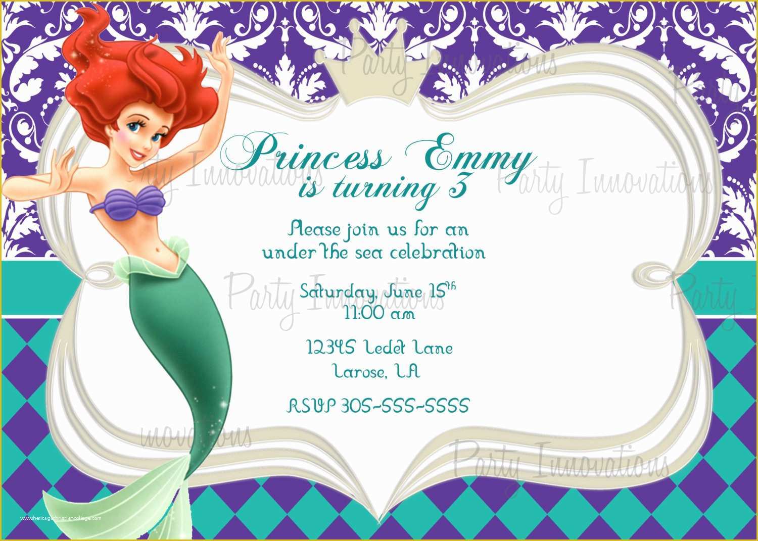 Free Little Mermaid Invitation Templates Of 9 Best Of Free Mermaid Printable Invitation