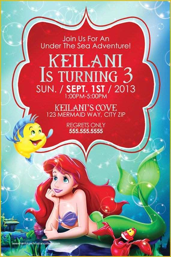Free Little Mermaid Invitation Templates Of Ariel Little Mermaid Birthday Invitations