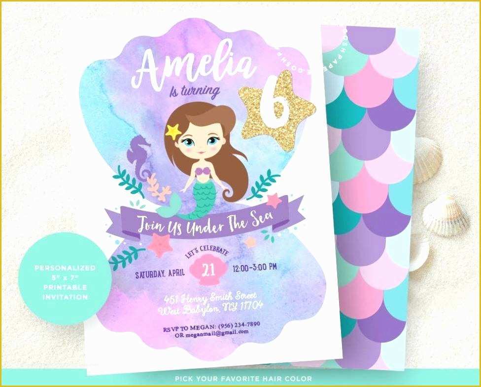 Free Little Mermaid Invitation Templates Of Birthday Invitation Templates Little Mermaid Invitations