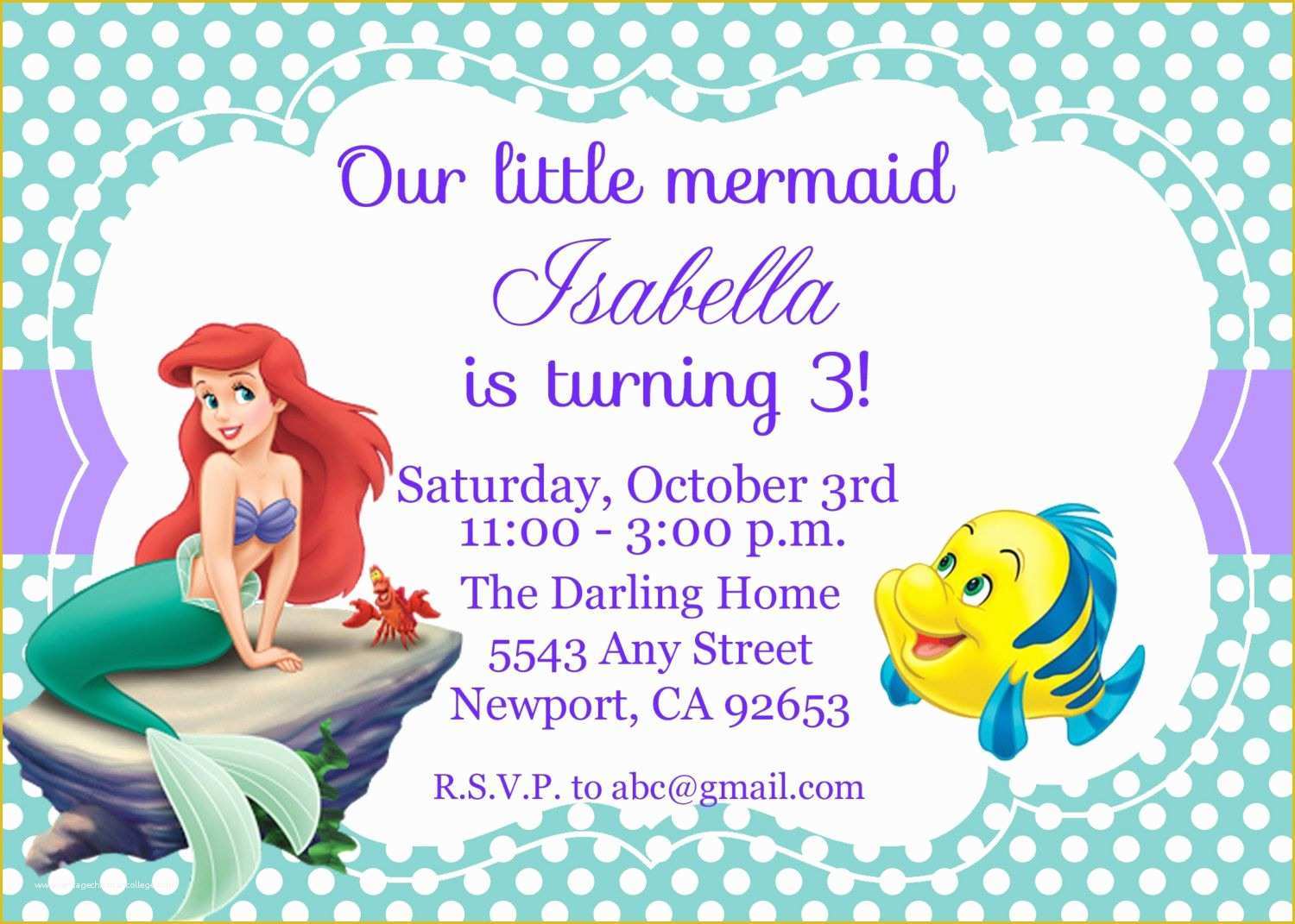 Free Little Mermaid Invitation Templates Of Cool Free Template the Little Mermaid Birthday Invitations