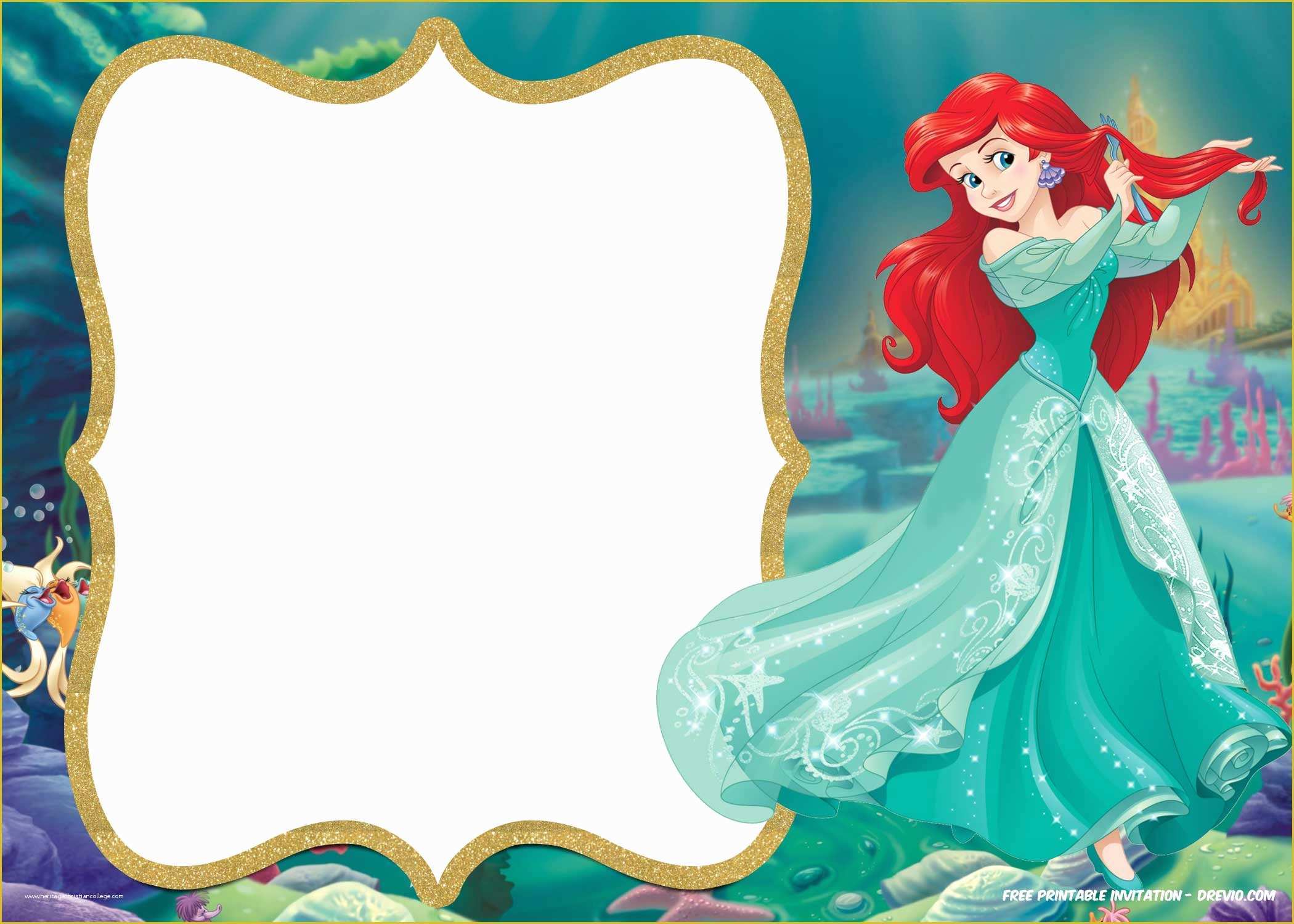 Free Little Mermaid Invitation Templates Of Free Printable Ariel Little Mermaid Invitation Template