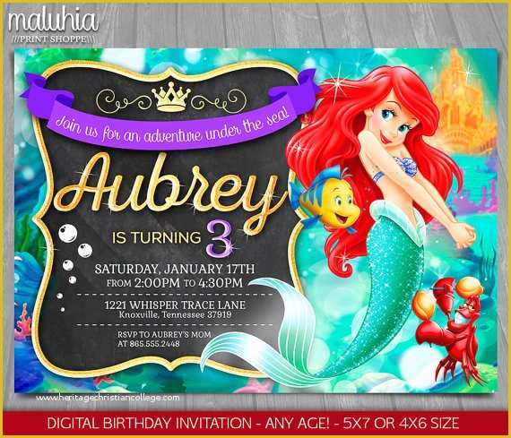 Free Little Mermaid Invitation Templates Of Free Printable Ariel Little Mermaid Invitation Template