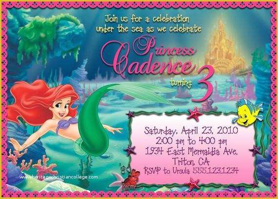 Free Little Mermaid Invitation Templates Of Items Similar to Printable Little Mermaid Birthday