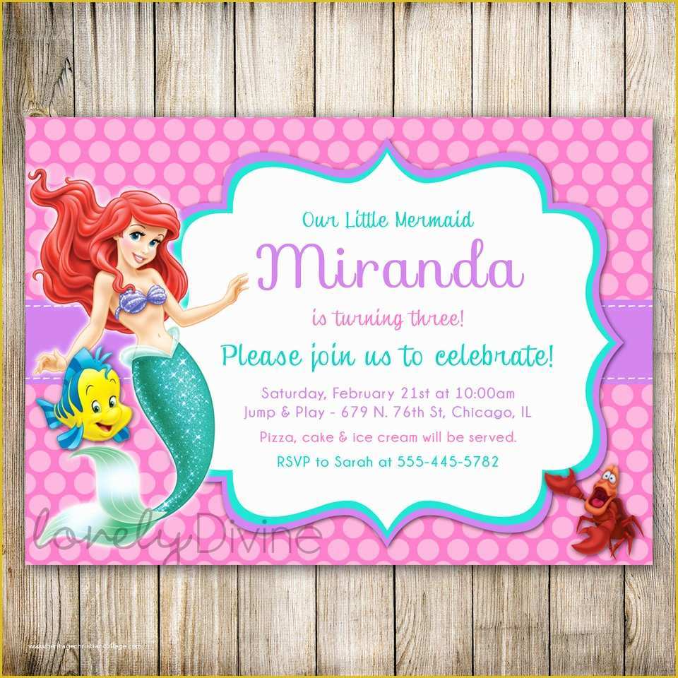 Free Little Mermaid Invitation Templates Of Little Mermaid Birthday Invitation Ariel Invitation Ariel