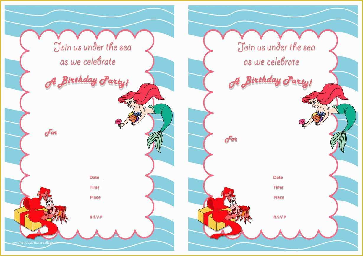 Free Little Mermaid Invitation Templates Of Little Mermaid Birthday Invitations – Birthday Printable