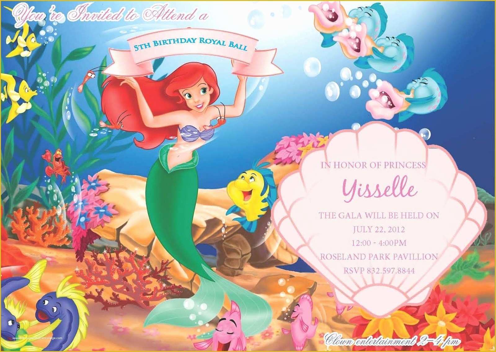 Free Little Mermaid Invitation Templates Of Little Mermaid Birthday Invitations Template Birthday