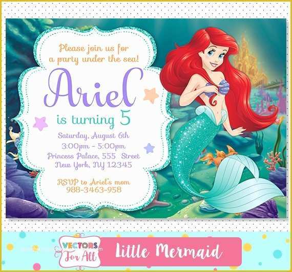 Free Little Mermaid Invitation Templates Of Little Mermaid Invitation Little Mermaid Party Little