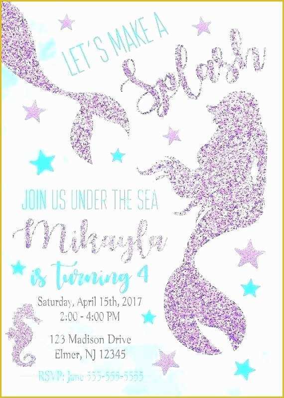 Free Little Mermaid Invitation Templates Of Little Mermaid Invitation Template Free Birthday Party