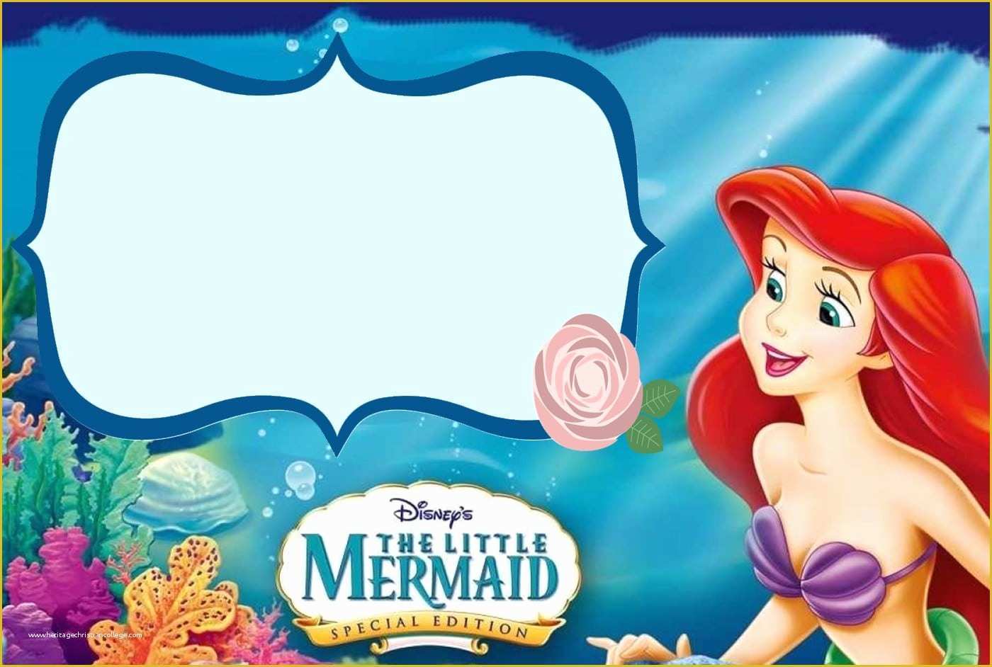 Free Little Mermaid Invitation Templates Of Little Mermaid Invitations Free