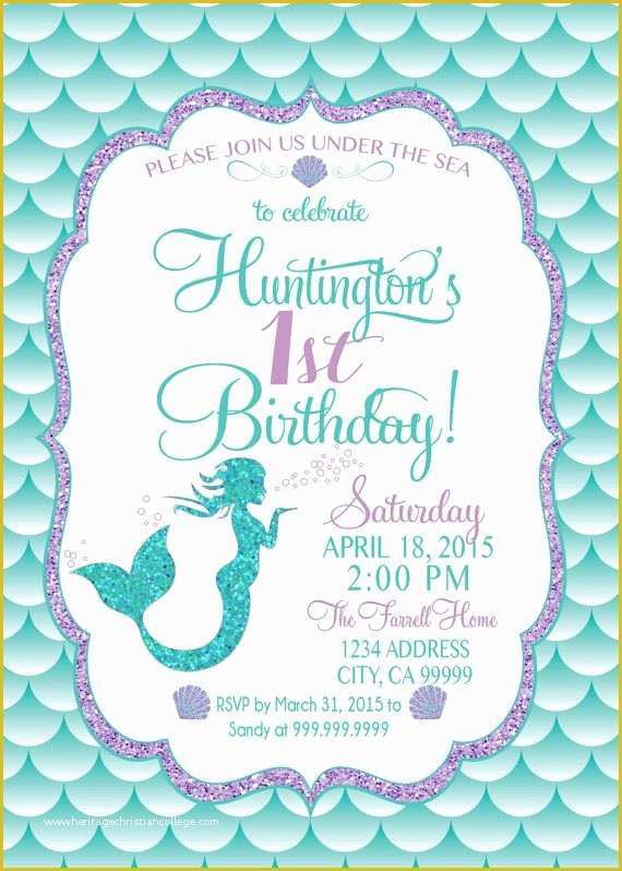 Free Little Mermaid Invitation Templates Of Mermaid Birthday Invitation Mermaid Party Invite Under