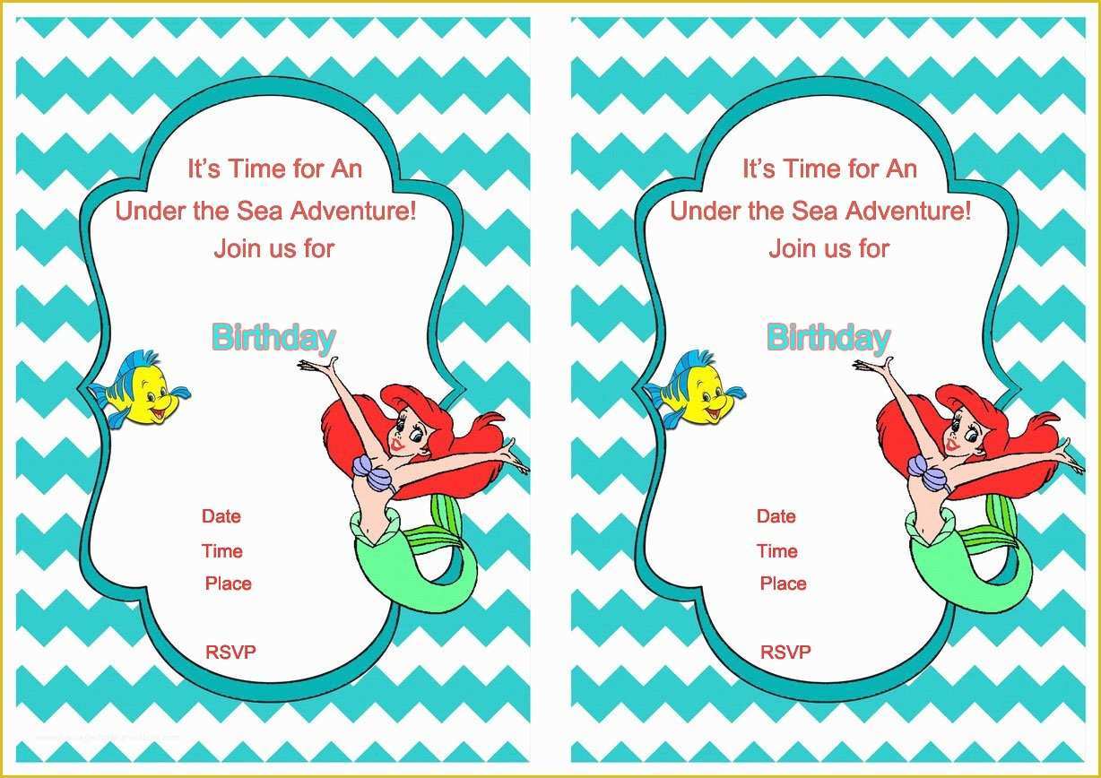 Free Little Mermaid Invitation Templates Of Mermaid Birthday Invitations Free Printable