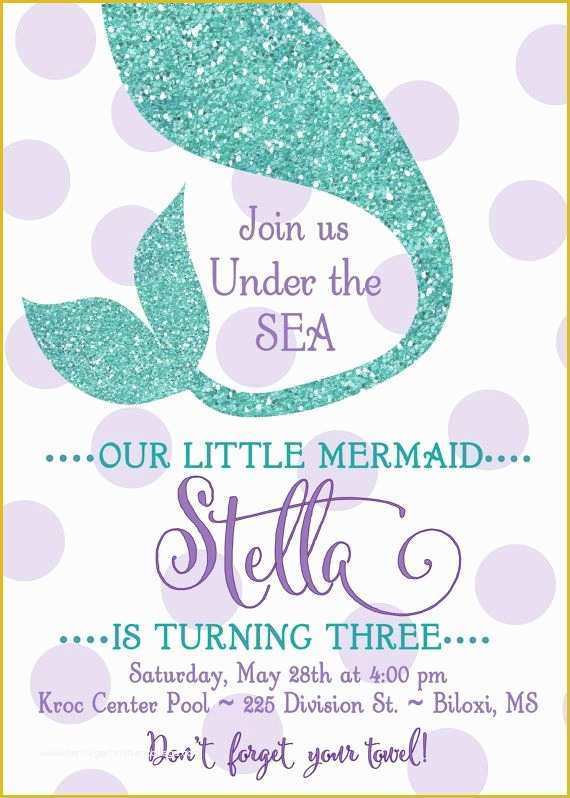Free Little Mermaid Invitation Templates Of Mermaid Birthday Party Invitation Under the Sea by