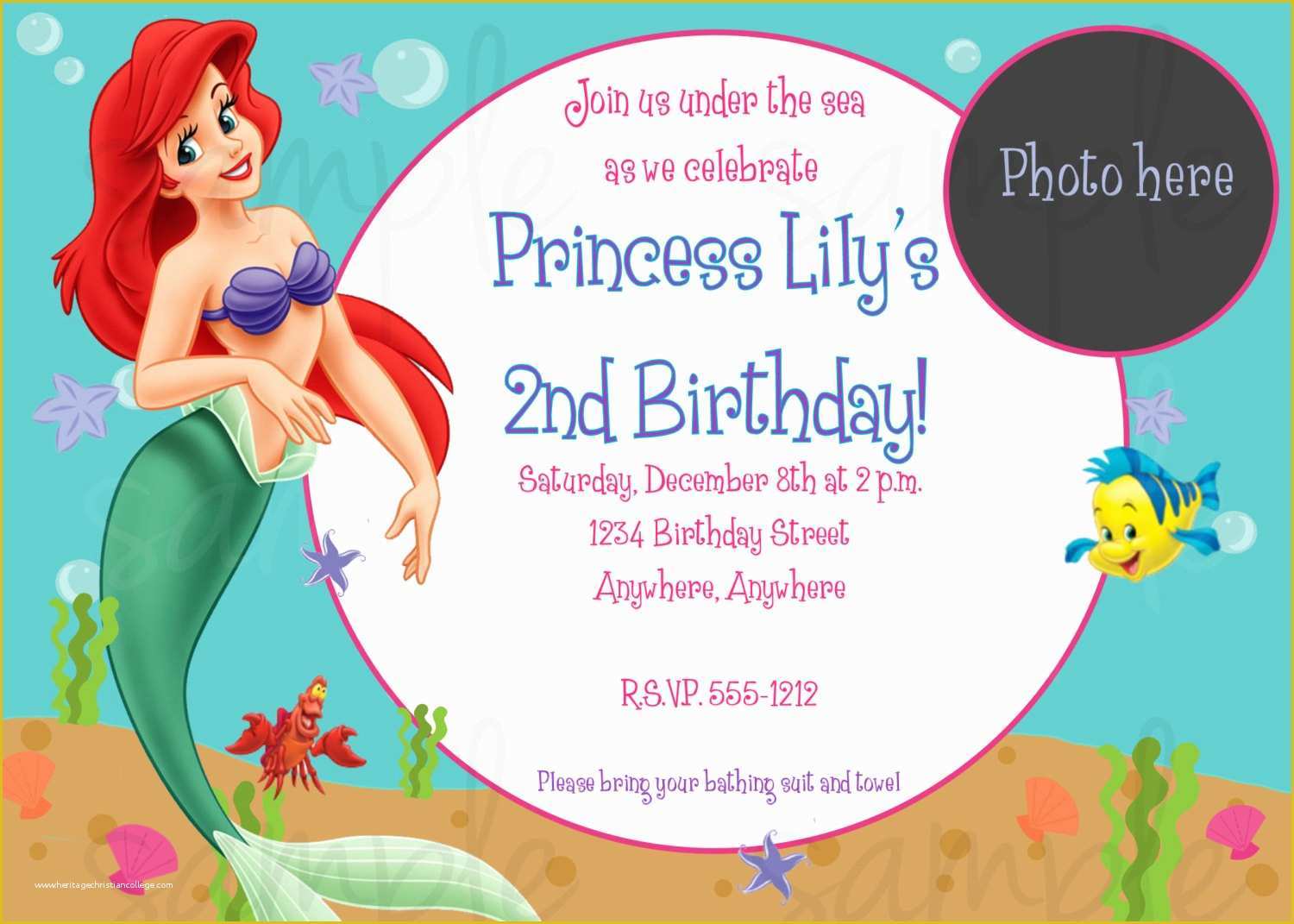 Free Little Mermaid Invitation Templates Of Mermaid Birthday Party Invitations – Bagvania Free