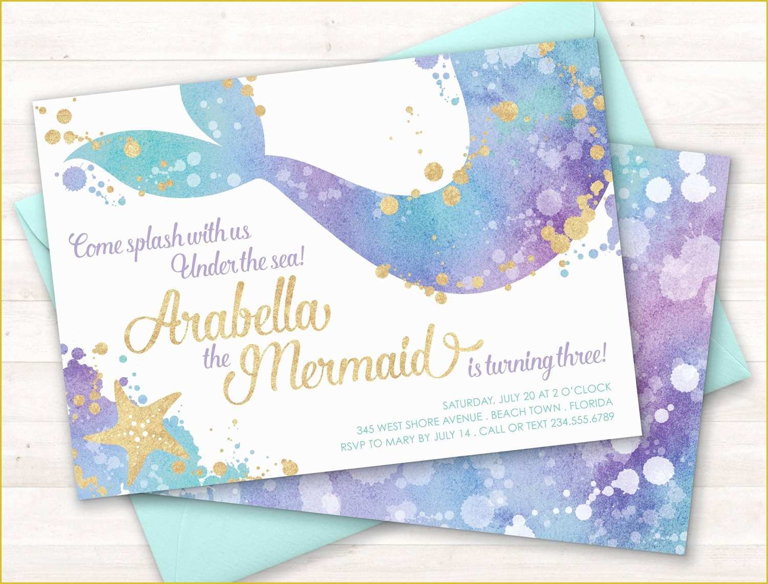 Free Little Mermaid Invitation Templates Of Mermaid Invitation Mermaid Party Invite Under the Sea Party