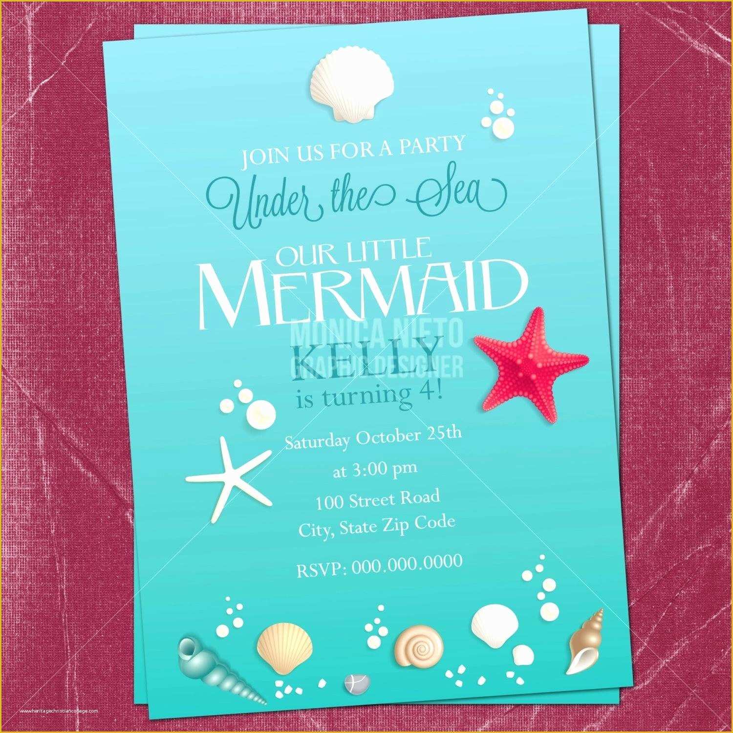 Free Little Mermaid Invitation Templates Of Printable Ariel Printable Birthday Invitations