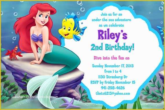 Free Little Mermaid Invitation Templates Of the Little Mermaid Birthday Invitations