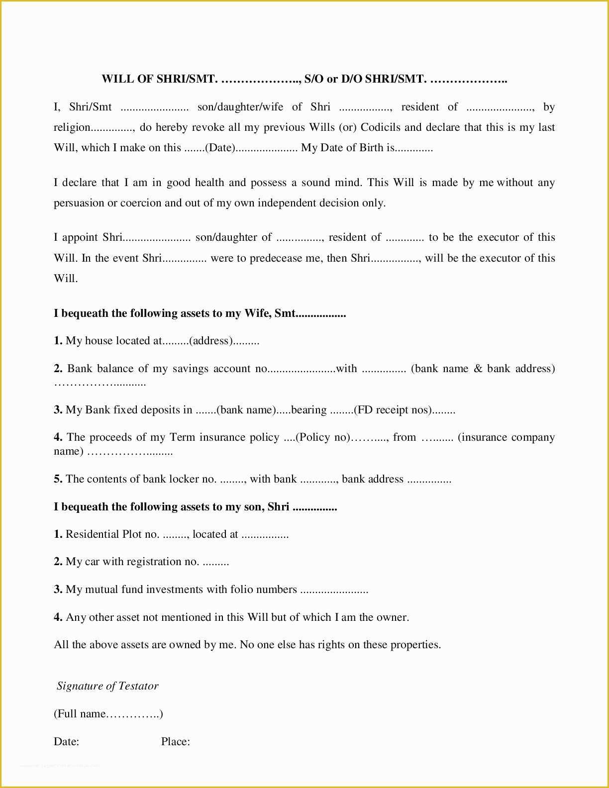 Free Living Will Template Illinois Of 20 Will Template Florida Free forms for Living Trust and