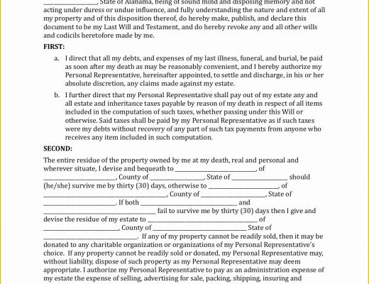 Free Living Will Template Illinois Of Download Alabama Last Will and Testament form Pdf