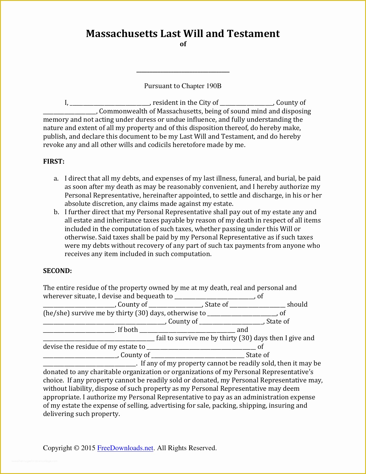 Free Living Will Template Illinois Of Download Massachusetts Last Will and Testament form