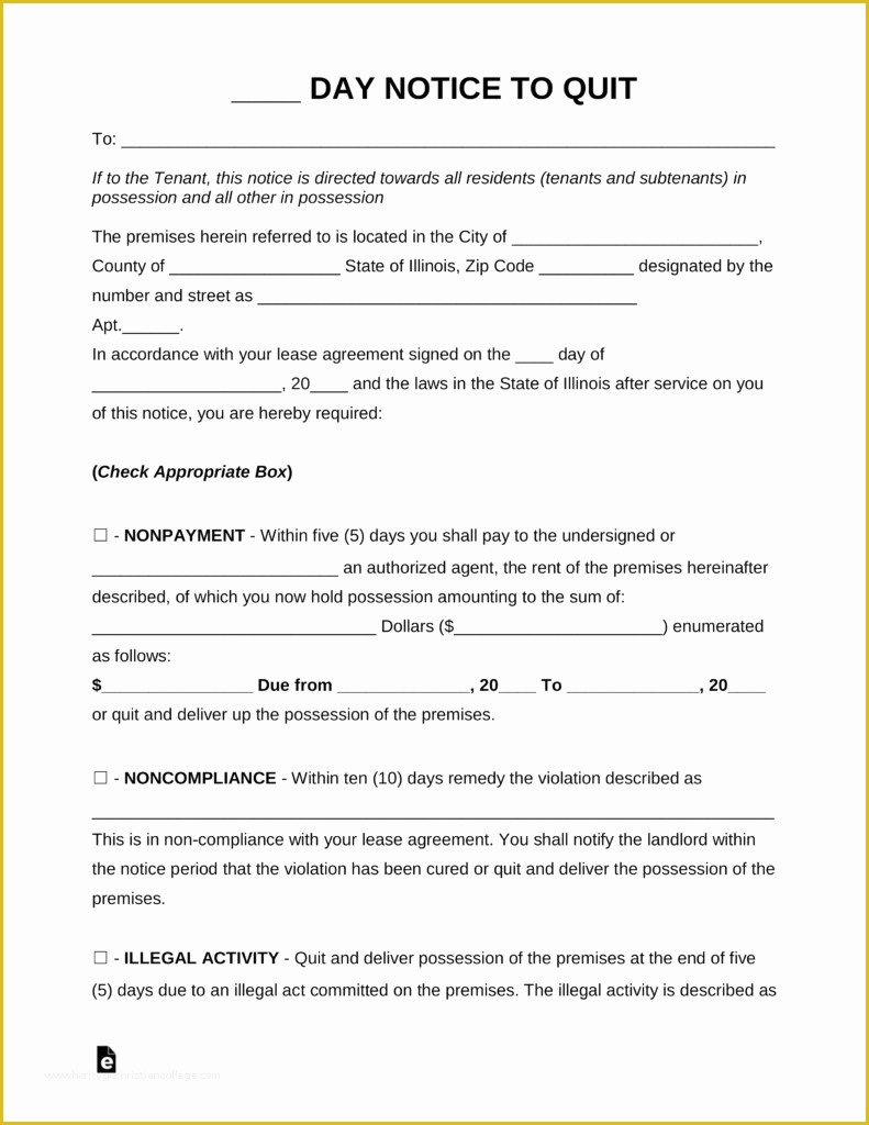 Free Living Will Template Illinois Of Free Illinois Eviction Notice forms