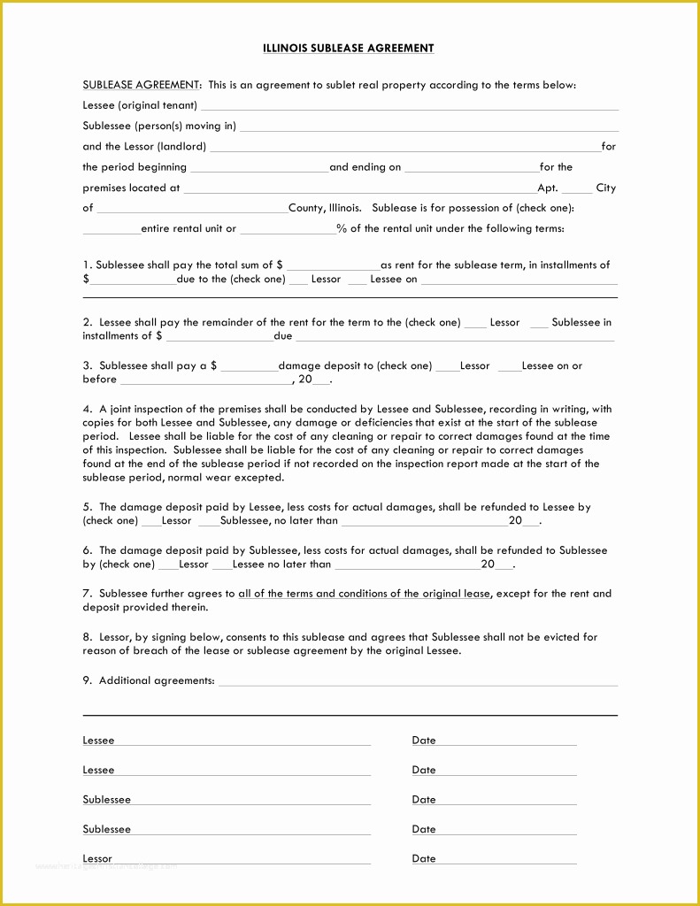 Free Living Will Template Illinois Of Free Illinois Sublease Agreement Template Pdf