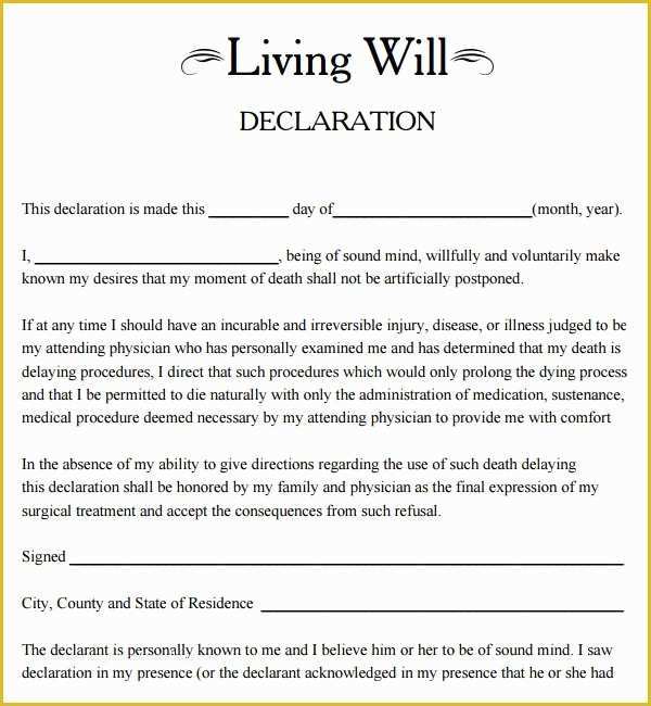 Free Living Will Template Illinois Of Free Will Template
