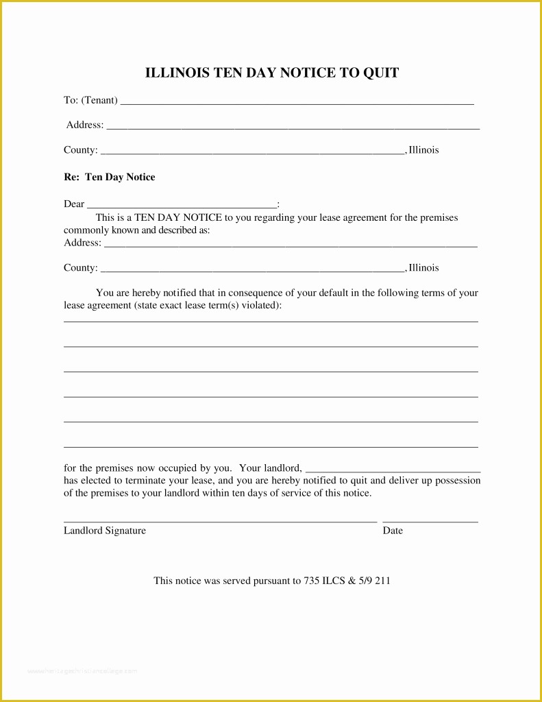 Free Living Will Template Illinois Of Illinois 10 Day Notice to Quit form – Non Pliance
