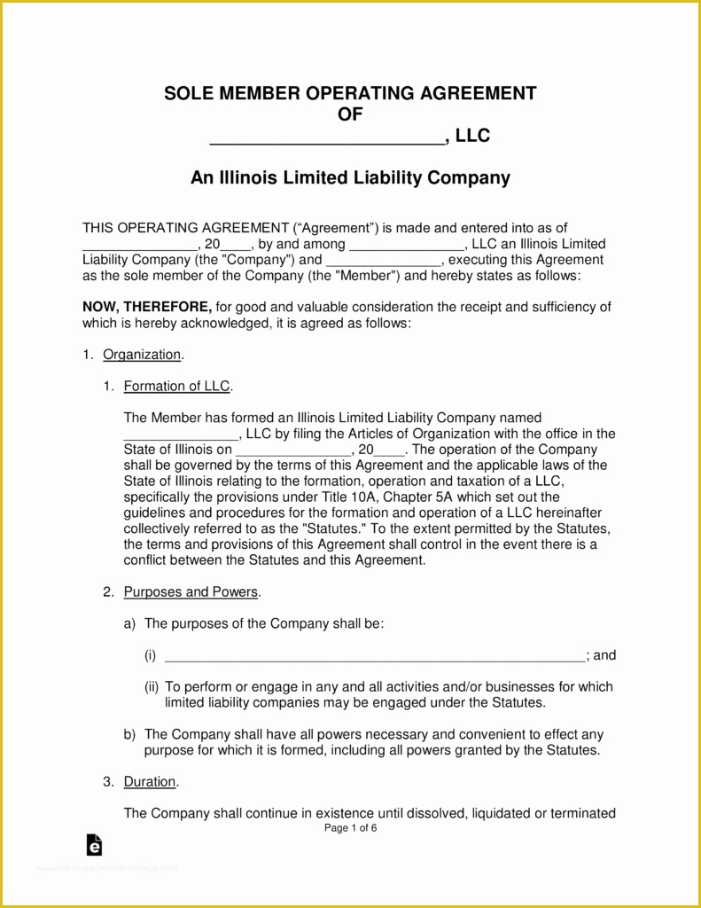 Free Living Will Template Illinois Of Illinois Single Member Llc Operating Agreement form