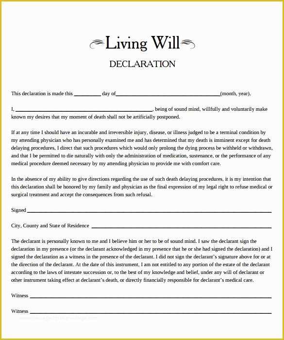 Free Living Will Template Of 8 Living Will Samples