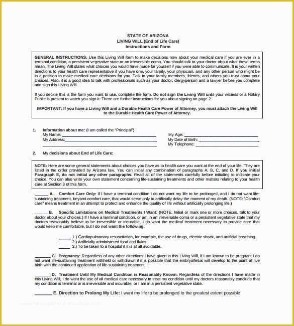 Free Living Will Template Of 9 Sample Living Wills – Pdf