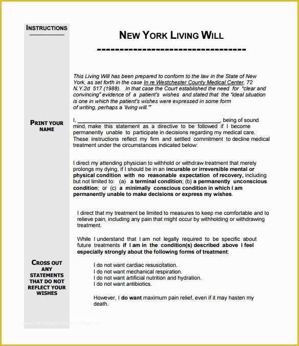 Free Living Will Template Of Living Will Template 8 Download Free Documents In Pdf