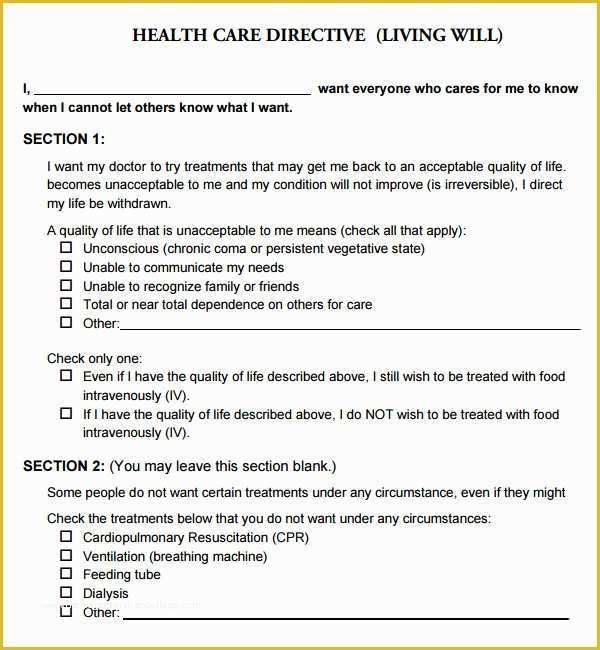 Free Living Will Template Of Living Will Template 9 Free Pdf Download