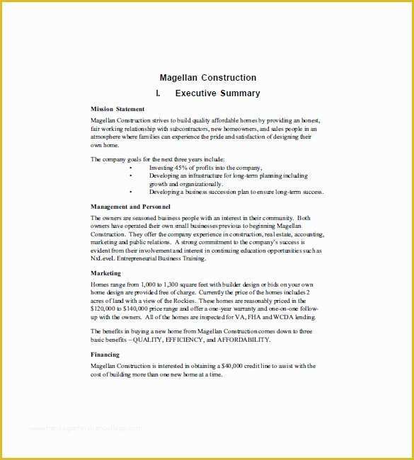 Free Llc Business Plan Template Of Construction Business Plan Template 12 Free Word Excel