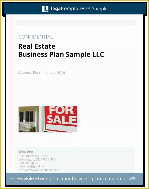 Free Llc Business Plan Template Of Real Estate Business Plan Sample