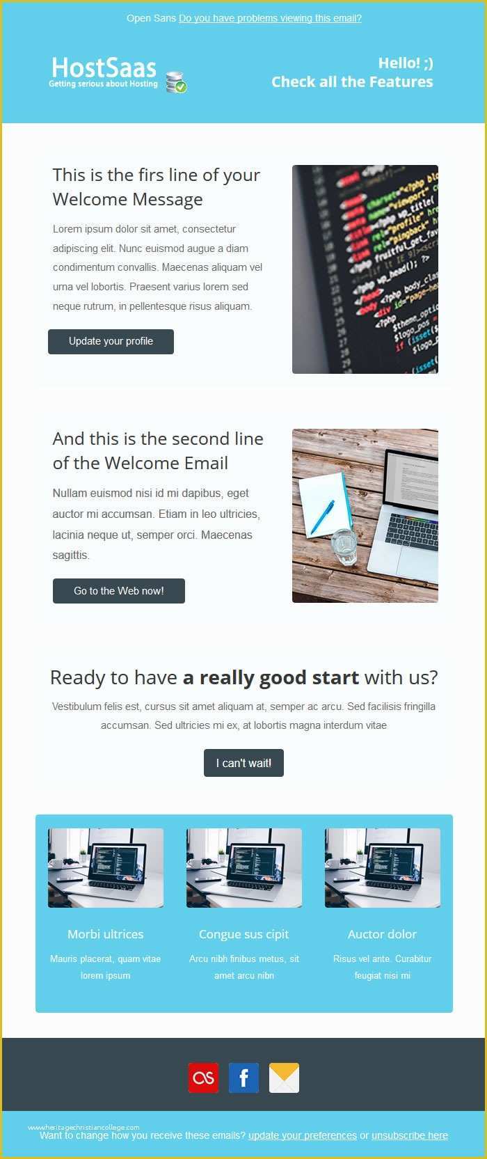 Free Mailchimp Templates Of Hostsaas Wel E Message Email Template Mailchimp